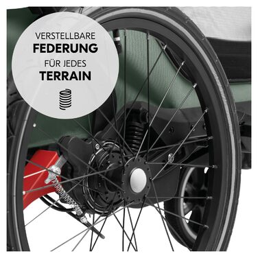 Hauck Bike N Walk Duo - 3в1 велопричіп для двох дітей з амортизацією, ручним гальмом та регульованими спинками (Dark Green)