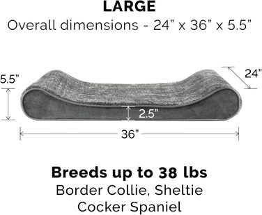 Холодне ліжко для собак Furhaven з гелевим наповнювачем, розмір L, сірий, знімний, washable cover, для собак до 17,2 кг, Minky Plüsch & Samt, Luxe-Liegestuhl-Matratze