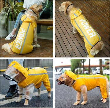 Дощовик для собак з ніжками, дихаючий, водонепроникний, з капюшоном та світловідбиваючими смугами, комбінезон для великих собак, розмір 6XL