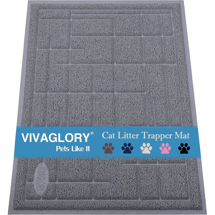 Килимок для котячого туалету VIVAGLORY, 90x60 см, сірий - миється, для збору наповнювача