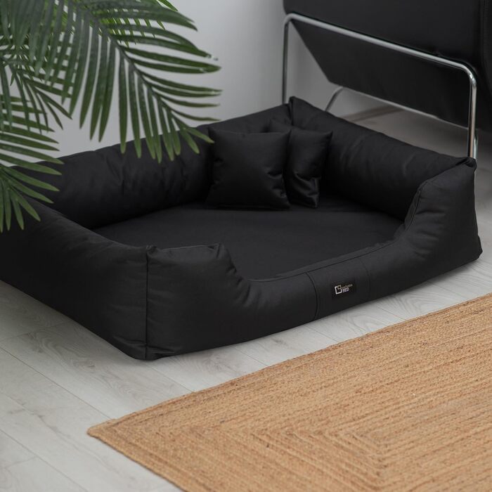 Ортопедичне ліжко для собак Puffi Orto, середнього, малого розміру - подушка для собак, килимок для собак з поліестеру, водовідштовхувальне, зносостійке, знімає біль (L+|90x70см, Чорний)