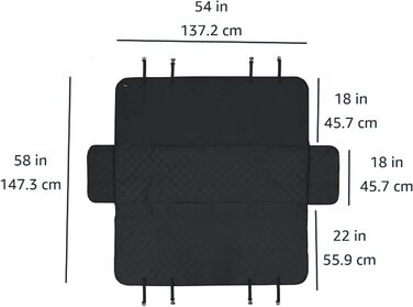 Гаммак Amazon Basics для собак, чорний, 147.3 x 137.2 см - захист для заднього сидіння авто