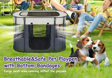 Клітка-загон для собак та котів, 90x70x60 см, сірий, складана, для цуценят