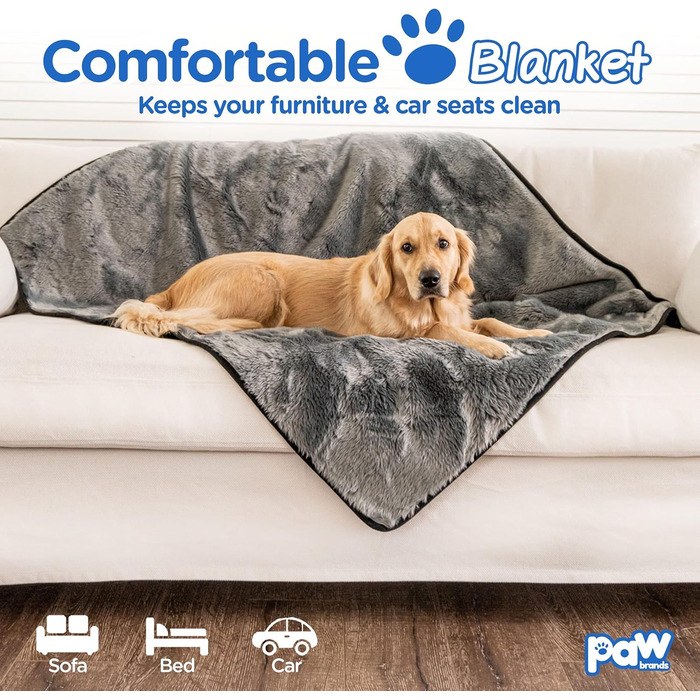 Водонепроникна ковдра для собак PAW BRANDS, преміум, 152x127 см, машинне прання, плед з штучного хутра для великих собак і домашніх тварин, захист меблів