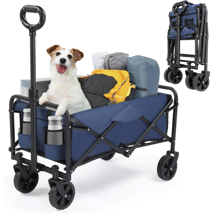 Бонло - візок-трансформер для покупок, кемпінгу та відпочинку на природі, 600D Oxford, 100 кг, сталевий каркас, блакитний