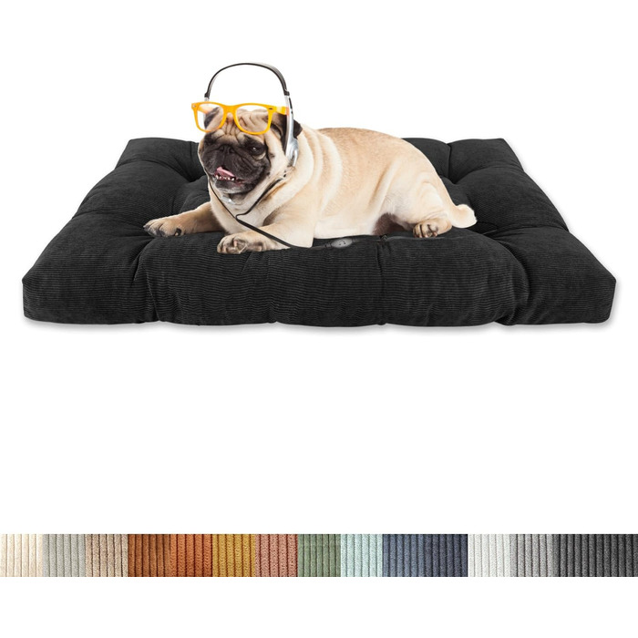 Ортопедичне ліжко для собак 55x30x8 см, чорне, з корду, для маленьких та середніх собак