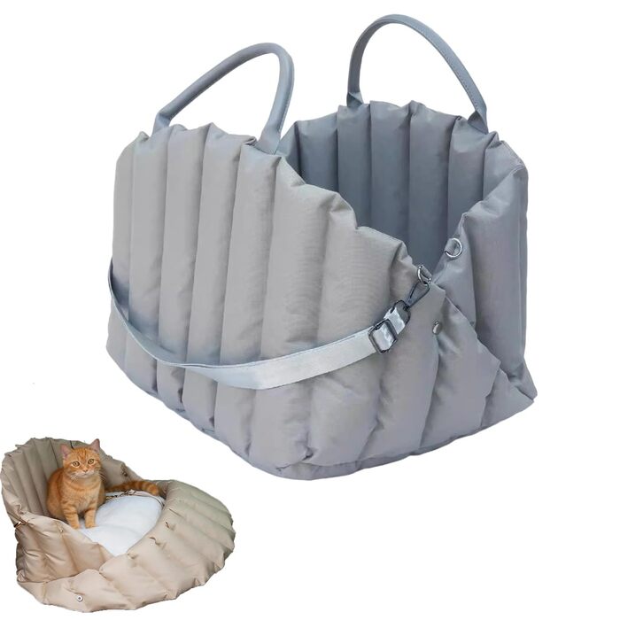 Автокрісло для собак, переноска для собак до 5 кг, неслизьке автокрісло для собак, стильне автокрісло для собак (сірий)