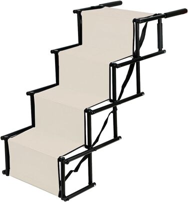 Сходинки для собак - 4 сходинки, портативна рамка для собак у машину, диван або ліжко, антиковзаюча, вантажопідйомність до 75 кг (Бежевий)