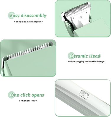 Машина для стрижки собак та котів 4-в-1, з 4 насадками, триммер для лап, точилка для кігтів, вологостійка, для тіла, обличчя, зеленого кольору