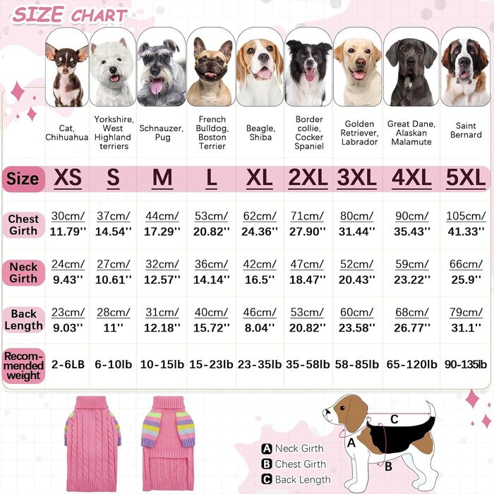 Светр для собак, середній розмір, теплий зимовий светр-ворітник для дівчаток та хлопчиків, зелена жилетка для собак, різдвяні костюми для собак, одяг для домашніх тварин, в'язані вироби, Французький бульдог, Бігль, світло-рожевий