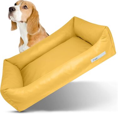 Лежанка для собак - миється - якісне собаче ліжко - захищає суглоби - міцна собача підстилка - кошик для собак, жовта, розмір M, 100 x 75 см