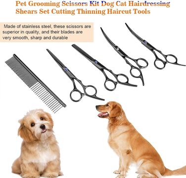 Набір професійних ножиць для грумінгу собак та котів - Набір ножиць для догляду за тваринами