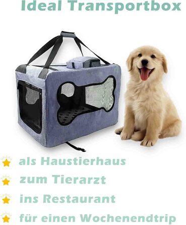 Транспортна сумка для собак та котів, складна, блакитна, розмір M, міцна, дихаюча сітка, комфорт та безпека, 60 x 40 x 40 см, джинсова блакить