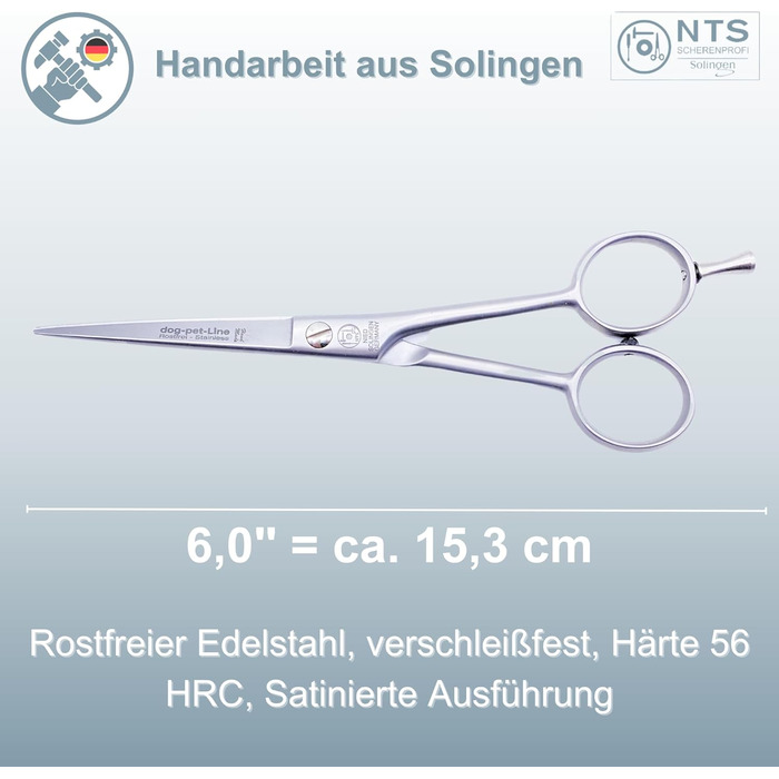 Преміум ножиці для собак NTS-Solingen: ножиці для худоби, ножиці для шерсті, ножиці для гриви, 15-23 см, нержавіюча сталь, Solingen, Німеччина