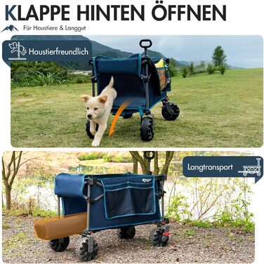 Портал візок-валіза складна модель 350л, 122кг, з дахом, широкі колеса, тримач для напоїв, блакитний