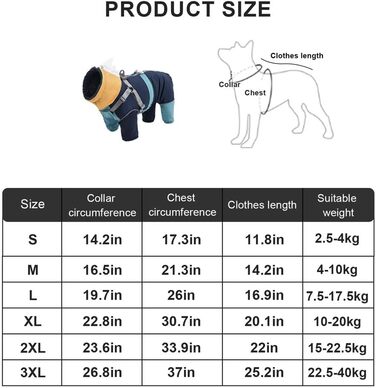 Зимовий теплий куртки для собак з коміром-гетром, світловідбиваючий, для малих та середніх собак, блакитний, XL