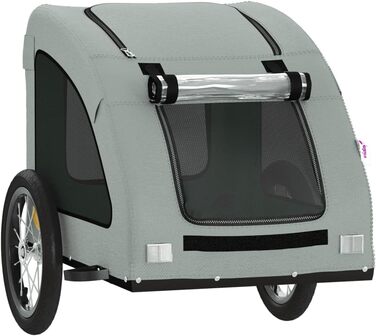 Причіп для собак Fasba: надійний та безпечний причіп для велосипеда, сірий, з прапором та відбивачами, для собак та котів, 63.5 x 124.5 x 66 см