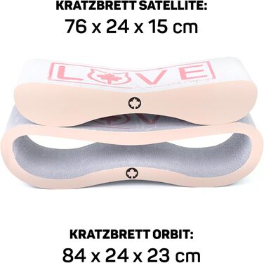 Котячий будиночок Kratzbrett для котів - рожевий - Love Kratzpappe, Kratzwelle, точилка для кігтів (Orbit і Satellite 2.0 в комплекті)