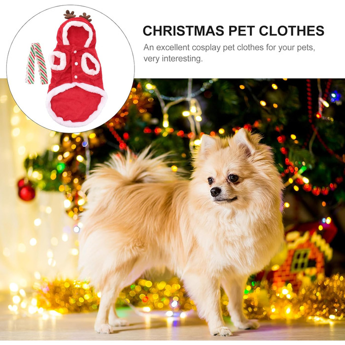 Костюм для собаки/кішки Холібанна, Різдвяний олень, тепла жилетка для зими (L)