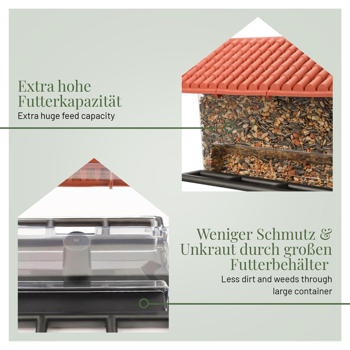 Будиночок для птахів WILDLIFE HOME XL - годівниця для диких птахів, вологостійкий годівничок для пташиного корму, годівниця для саду та балкону