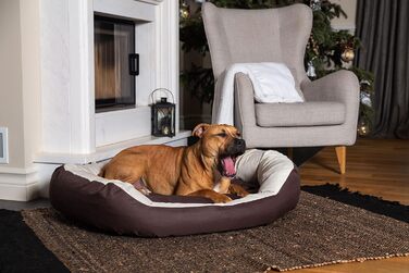 BedDog® Hundebett Sunny: велике овально-кругле лежанка для собак з Cordura, XXXL, RED-WINE (червоний), 150 x 120 x 23 см