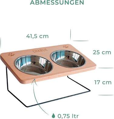 LAUBLUST: Годівниця для собак з іменем, об'єм 0,75 л, піднята годівниця, аксесуари для собак, підставка під миску, годівниця для котів, 41,5 x 25 x 18 см