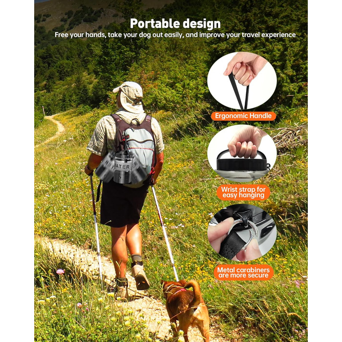 Водяна пляшка для собак Lesotc 2200 мл (2.8л) – велика, для подорожей, чорна