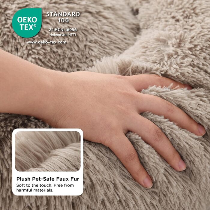 Кругле ліжко для котів BEDSURE Ø 60 см, м'яке, плюшеве, для котів та маленьких собак, 60x60x14 см