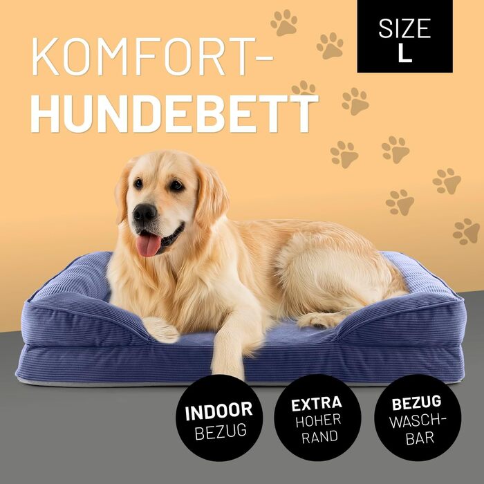 Ортопедичне собаче ліжко Lumaland Outdoor & Indoor | Собаче ліжко-софа 70x60 см | Для маленьких собак | Зі знімним, водонепроникним чохлом | Ортопедичне ліжко для собак