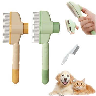 Щітка для вичісування шерсті FellwunderbüRste: самоочисна щітка для тварин з кнопкою зняття, для довгої та короткої шерсті (Класичний помаранчевий+зелений)