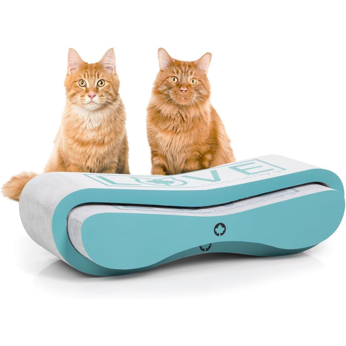 CanadianCat Company Кігтеточка для котів MEGA SPARPACK XXL Orbit і Satellite 2.0, набір з котячою м'ятою, якісний картон, бірюзова, 2 кігтеточки