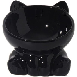 Керамічна годівниця для котів YLWX, піднята, нахилена, захист шиї, чорна