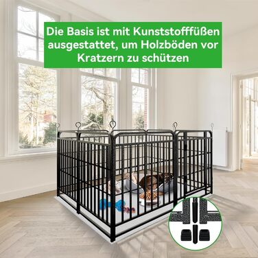 Кіягро вольєр для цуценят 544см, 8-секційний розкладний вольєр для тварин з дверима, вольєр для собак, котів, кроликів, для саду, збірка без інструментів, 80см у висоту