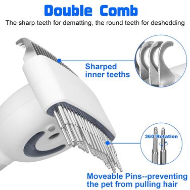 Парова щітка для собак та котів, 2-в-1 з UV-стерилізацією, для вичісування ворсу та підшерстка