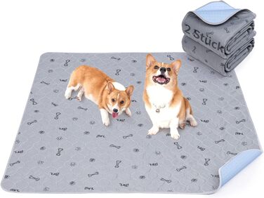 2 шт. впитываючих пелюшок для цуценят, 80х92 см, водонепроникні та миючі. Килимки для привчання собак, неслизька підстилка для дивану та підлоги (80х92 см, 2 шт.)