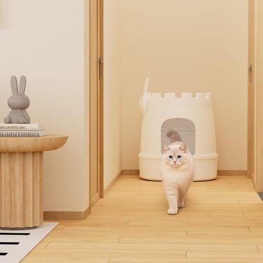 Котячий туалет Lifewit Castle-Stil XXL з прихованим дизайном, зі скребком і лопаткою, з системою контролю запаху та вугільним фільтром, для вітальні, спальні, кутовий, білий