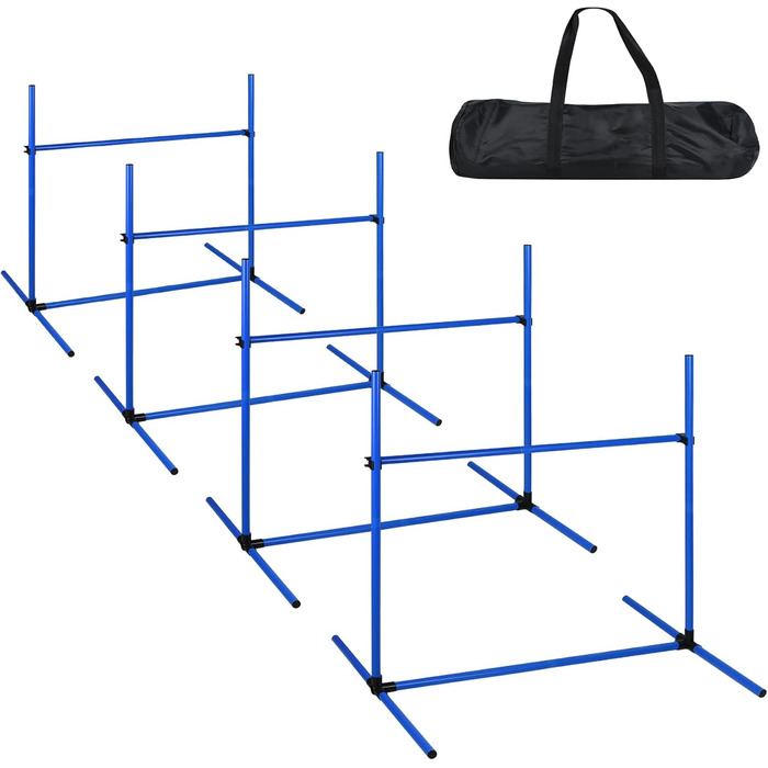 Набір для аджиліті Yardin Agility Set для собак: 4 перешкоди, регульована висота, стійки для слалому, сумка для перенесення. Ідеальний для тренувань собак, 104 x 70 x 101 см, білий (блакитний)