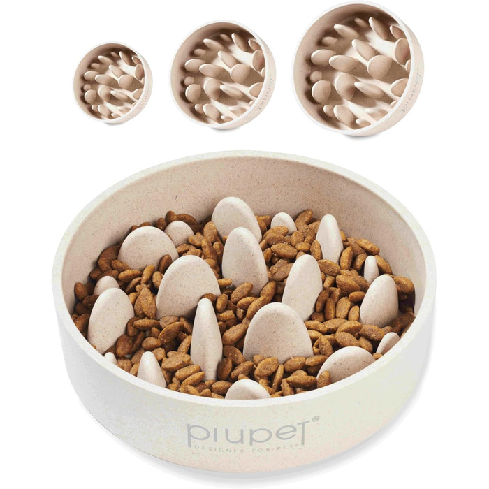 Миска для собак PiuPet® Anti-gulp 0,8 л, бежева | Миска для собак, slow feeder, миска протиковтання, миска для собак великих порід