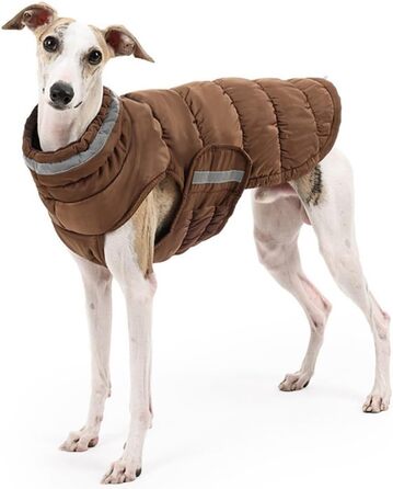 Зимовий теплий водонепроникний теплий зимовий одяг для собак, тепла куртка з флісовою підкладкою, жилет для цуценят з коміром з хутром, світловідбиваючий, на липучці (Колір: Коричневий, Розмір: M)