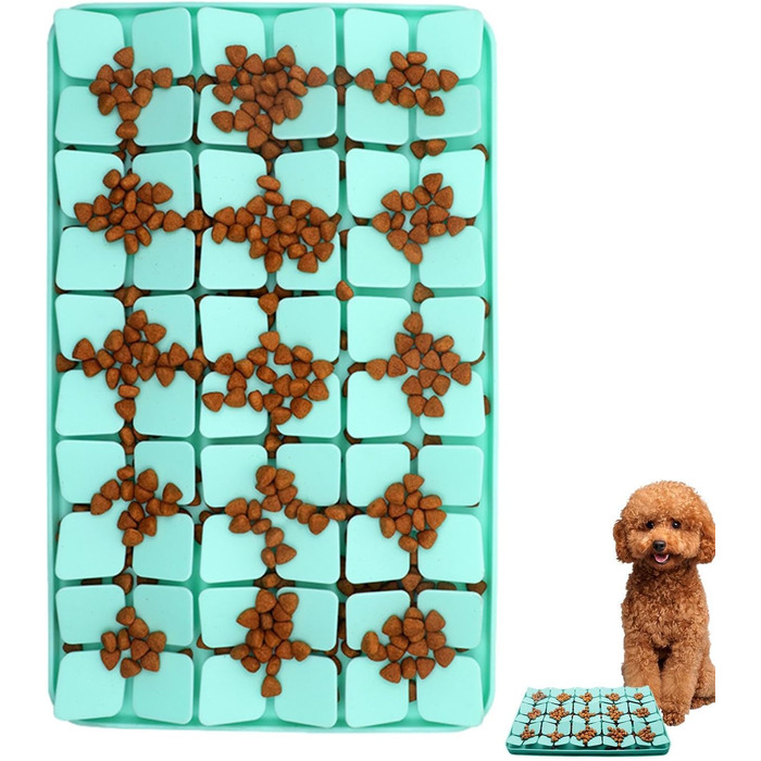 Килимок для котів та собак, силіконовий лежак-миска для повільного годування, зелений