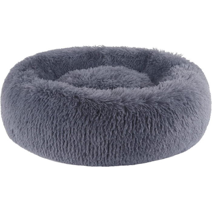 Кругле ліжко для собак та котів BVAGSS: м'яке, пухнасте, зручне, 50 см, сірий колір