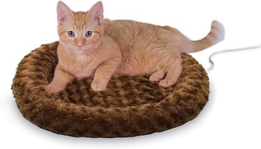 Електричний килимок для котів K&H Thermo-Kitty Fashion Splash, мокко, круглий, 45,7 см