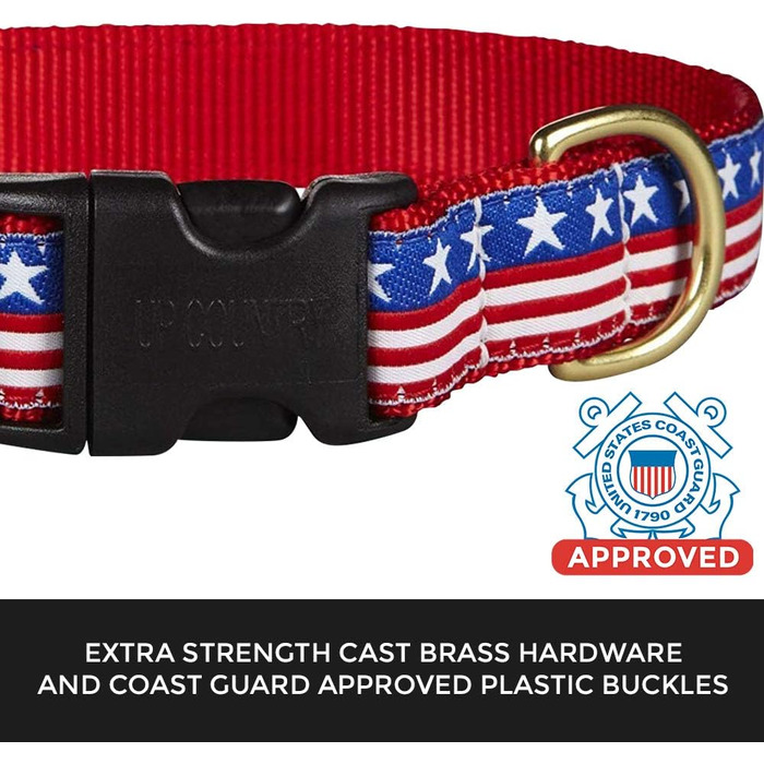 Нашийник для собак Up Country SST-C-L Stars and Stripes, ширина 2,5 см, розмір L
