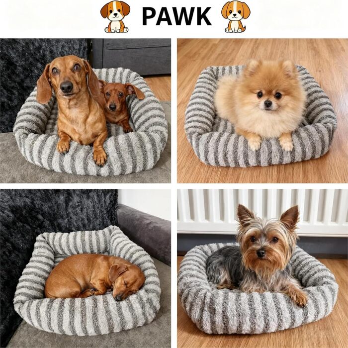 Лежанка для собак маленьких порід, лежанка для собак знімний чохол, неслизький кошик для собак з м'яким покриттям з кролячої вовни, 51 x 48 x 15 см (XXL 107 x 51 x 20 см, сірий)