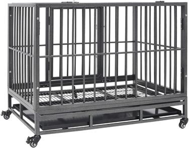 Клітка для собак з колесами vidaXL, сталева, 102x72x85 см, транспортна переноска