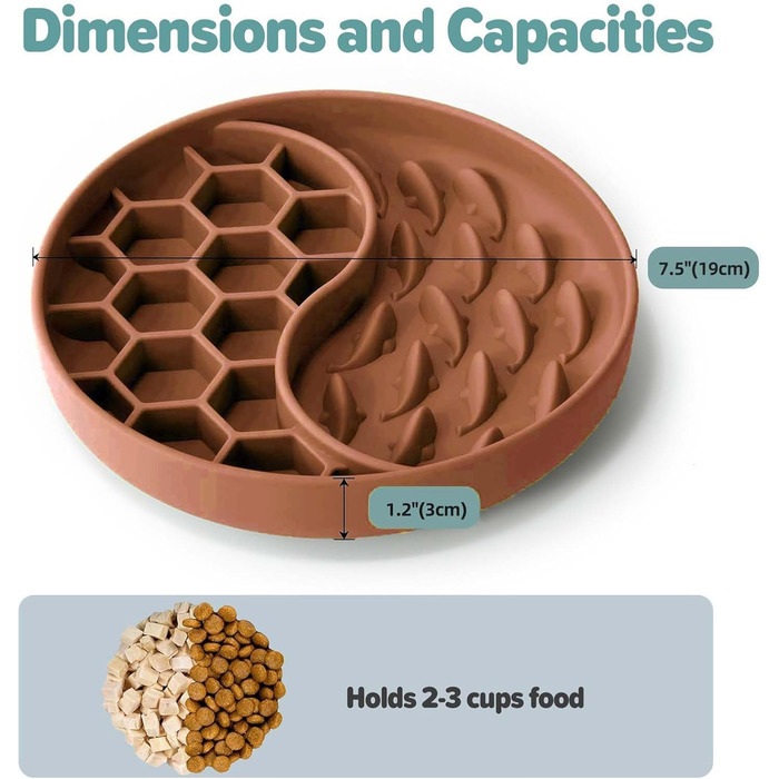 Миски для собак Slow Feeder з силікону з присосками, антиковзкі, уповільнюють швидкість їжі, зменшують тривожність та додають задоволення (Світло-зелений, Коричневий)