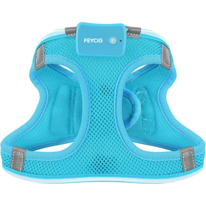 Світлодіодне шлейка для собак Feycig з LED підсвічуванням, перезаряджувана, для цуценят та собак середніх розмірів, дихаюча, синього кольору (Large)