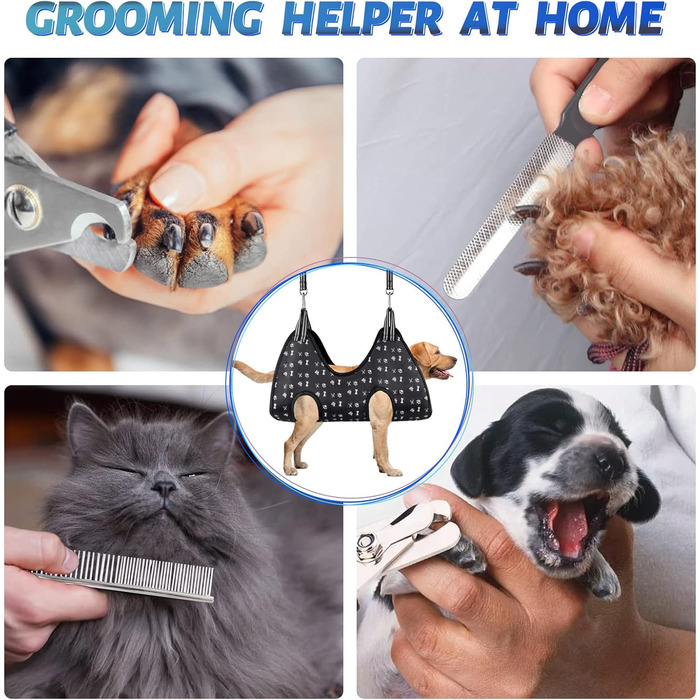 Гамак для собак ATESON для догляду за кігтями (XL, 36.3 кг) - гамак-слінг для стрижки кігтів, пилка для кігтів, гребінець для тварин