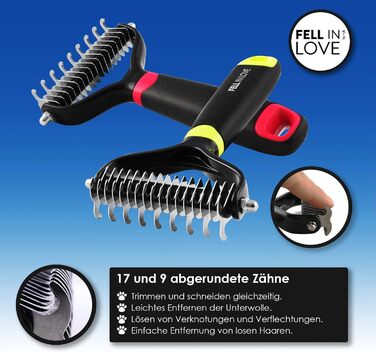 Щітка для собак з довгою шерстю FELL IN LOVE для видалення підшерстка | Щітка для підшерстка собак та котів | Щітка для видалення шерсті зеленого кольору