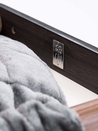 Настінний лежак-гамак для котів Petrebels Lazy 50 см, преміум-якість, чорний та коричневий, дерев'яний, настінне кріплення, кігтеточка, котяче ліжко